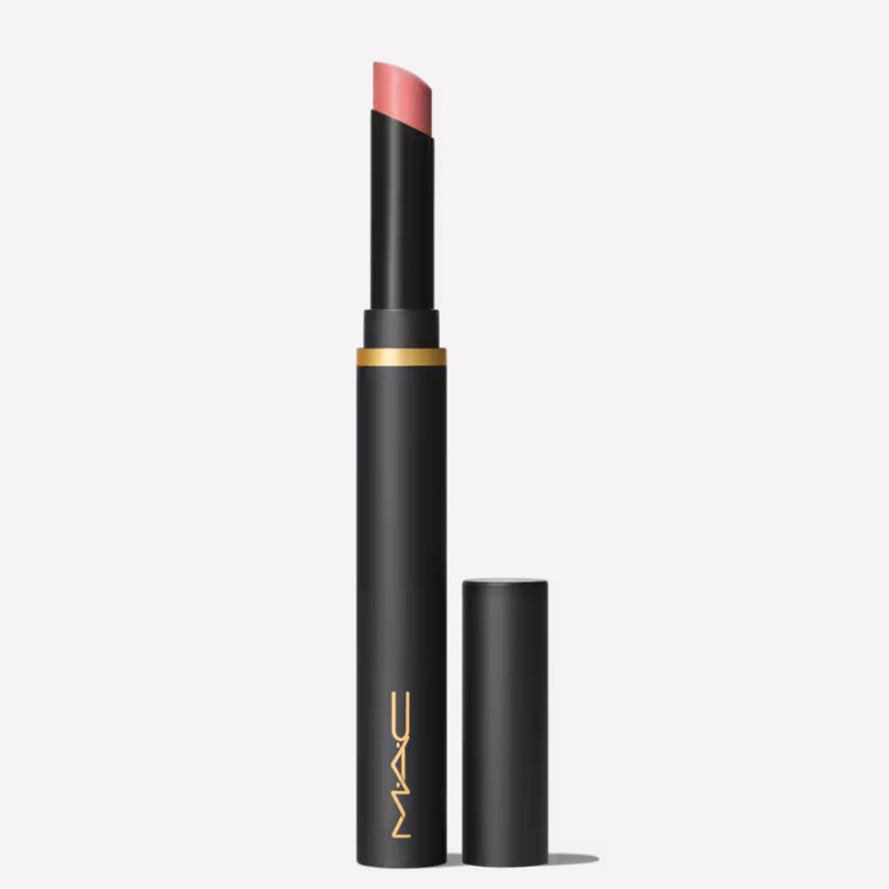 NIB MAC Powder Kiss Velvet Blur Slim Lipstick in PEPPERY PINK
